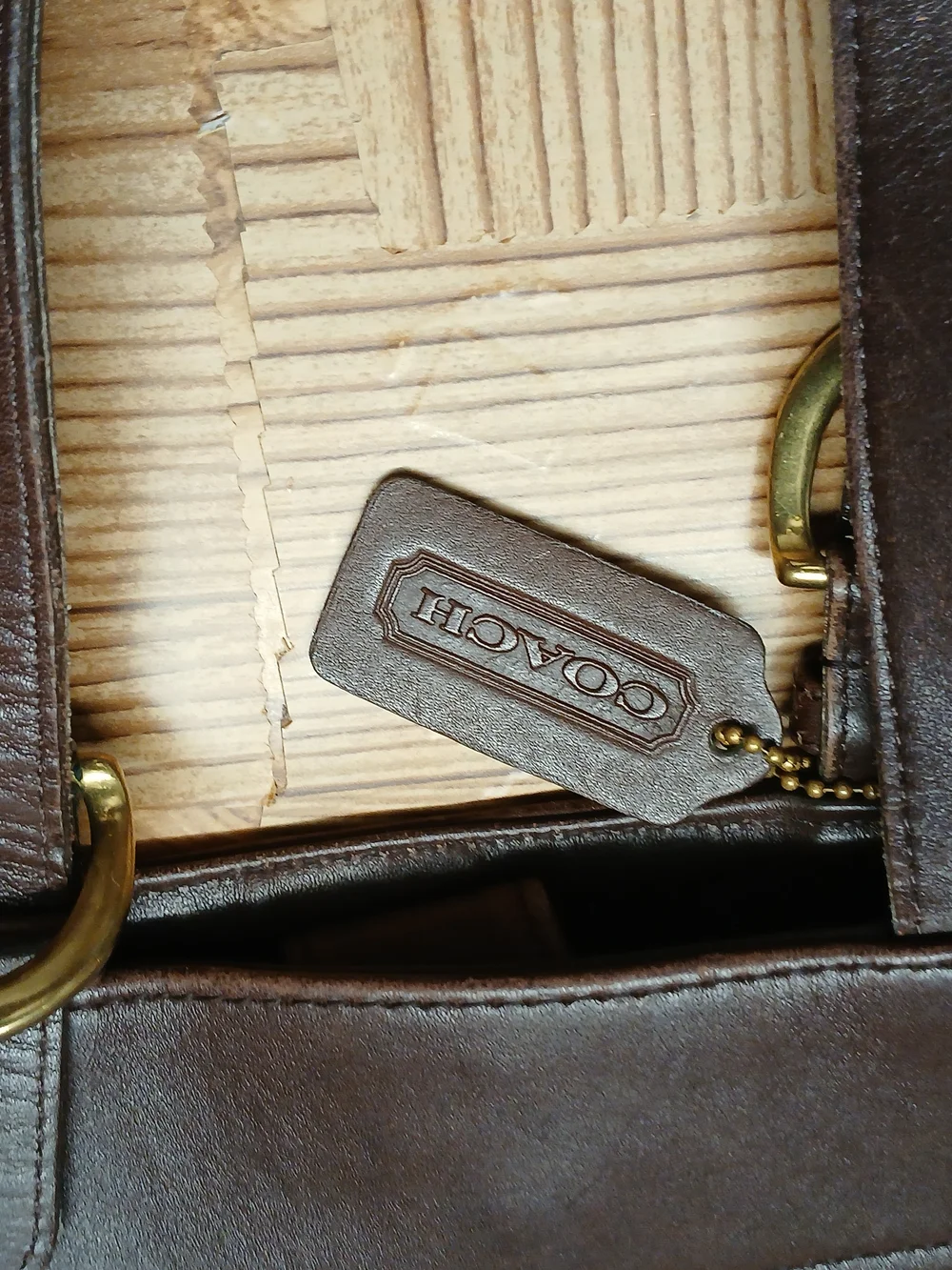 Coach Dark Brown Leather Messenger Tote with Adjustable Straps